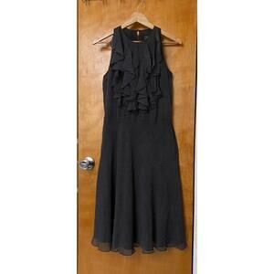 Vintage Y2K Does 40s Ralph Lauren Bias Cut Silk Dress Ruffles Polka Dots Size 10